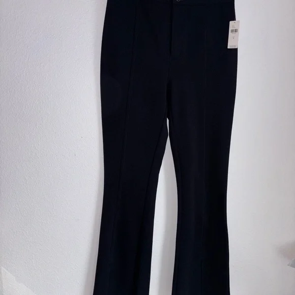 Anthropologie Maeve Size 6 Black Slit Split Front Flared Ponte Pant  NEW - Picture 4 of 7